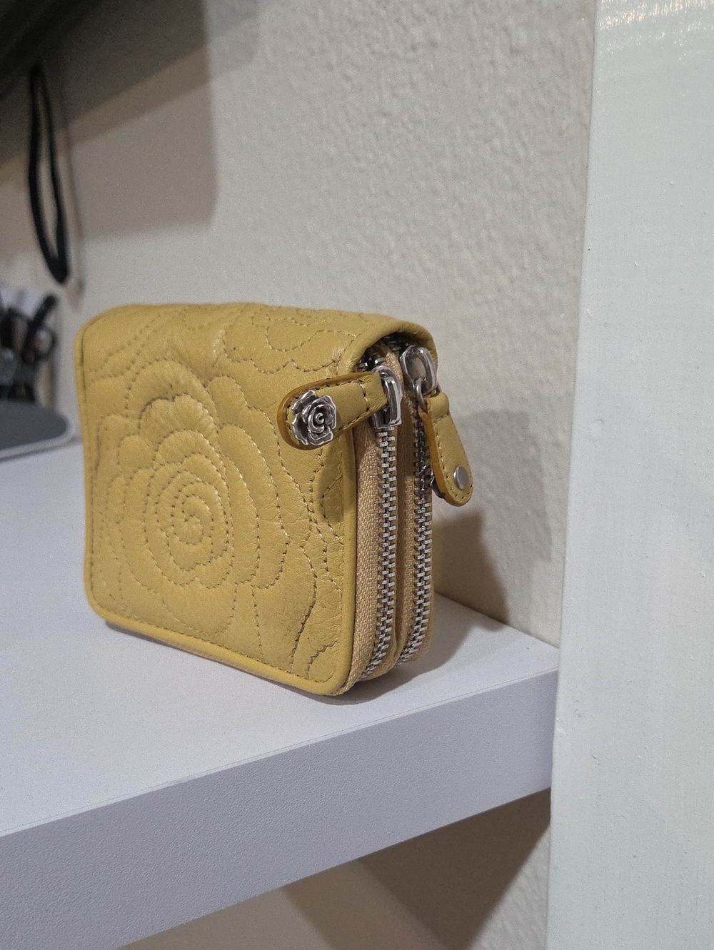 Brightom Quilted Rose Zip Wallet - Yellow